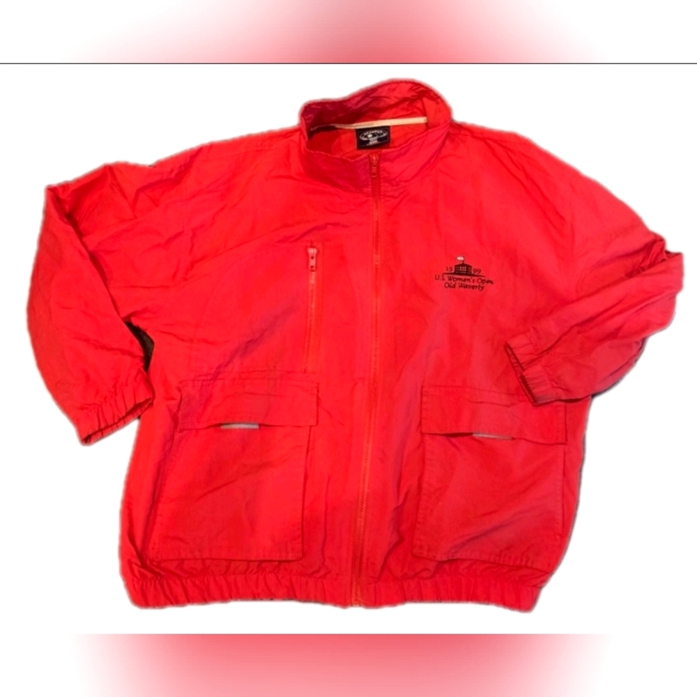 Vintage 1999 U.s. Open Waverly Red Windbreaker Jacket Size L Made In USA